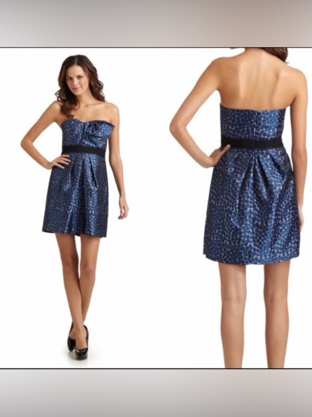 BCBGMaxAzria Strapless Navy and Black Party Dress